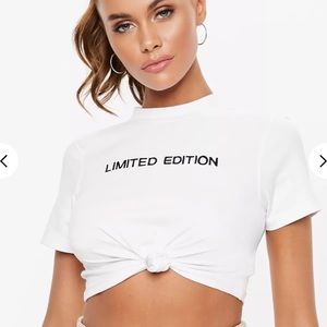 Missguided White embroidered crop top
